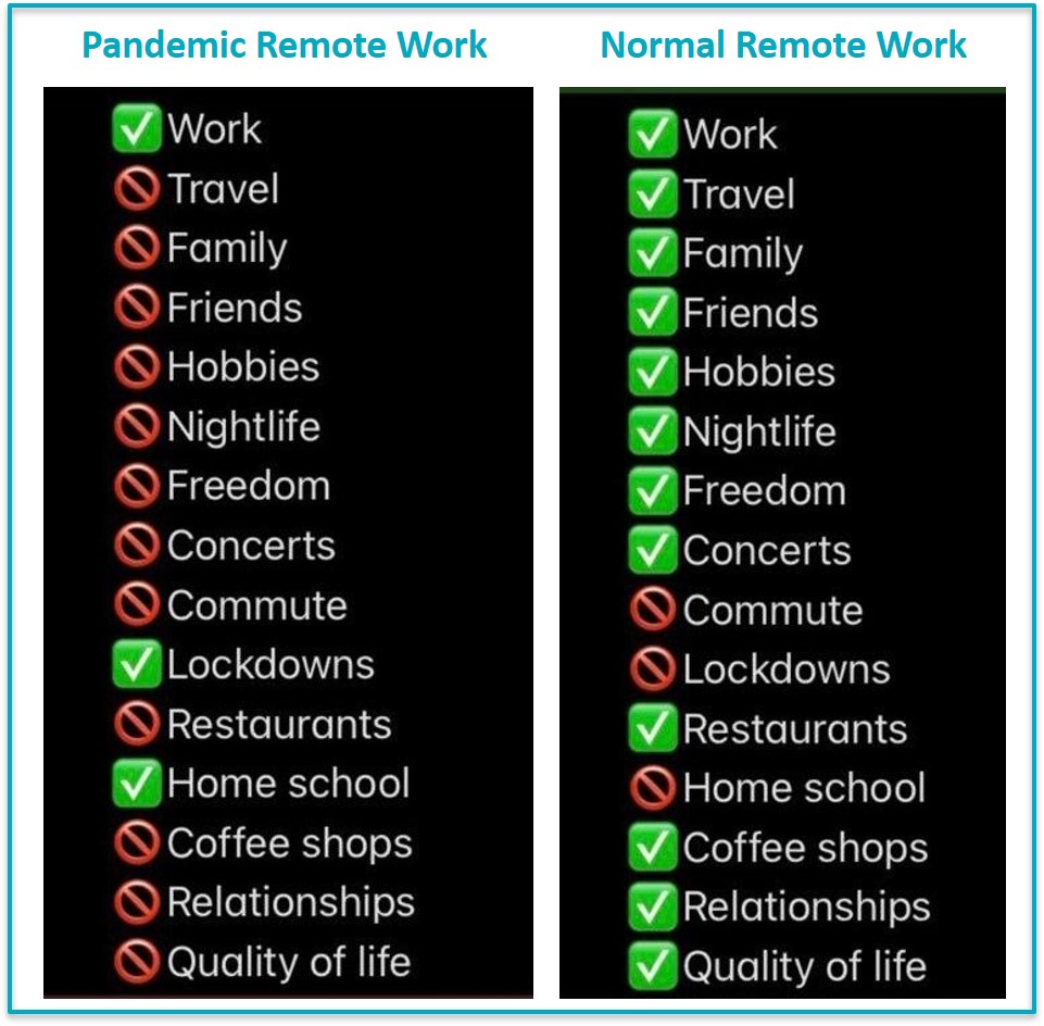 Remote work vs pandemic remote work Published 30Apr21
